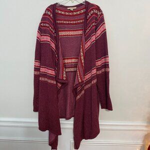 Pink and Red Fair Isle Style Cardigan Sweater by Liz Claiborne Size 1x